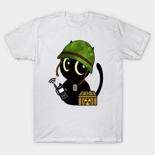 Cute black cat is a military pet T-Shirt